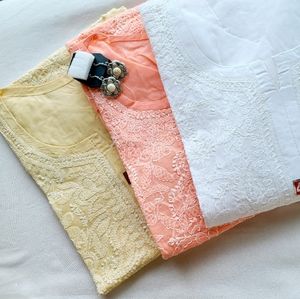 New White Chikankari short Kurti